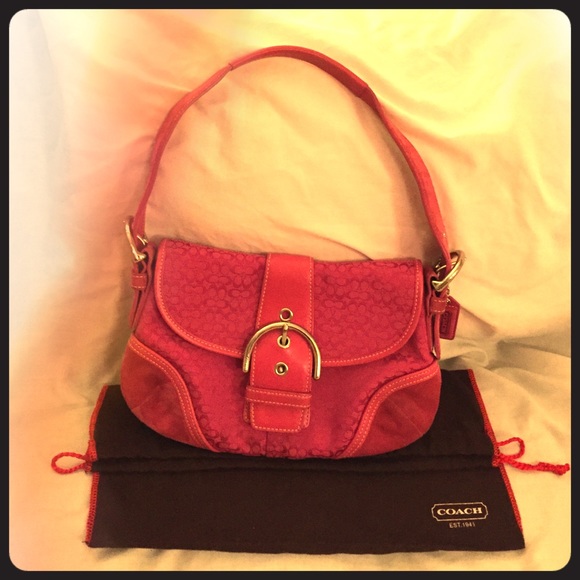 Authentic Hot Pink Coach Signature Mini Hobo Bag