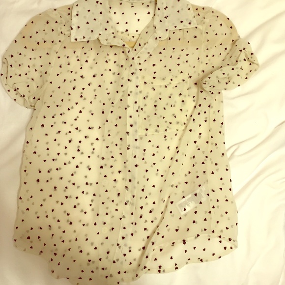 Forever21 heart button up tee