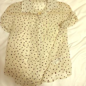 Forever21 heart button up tee
