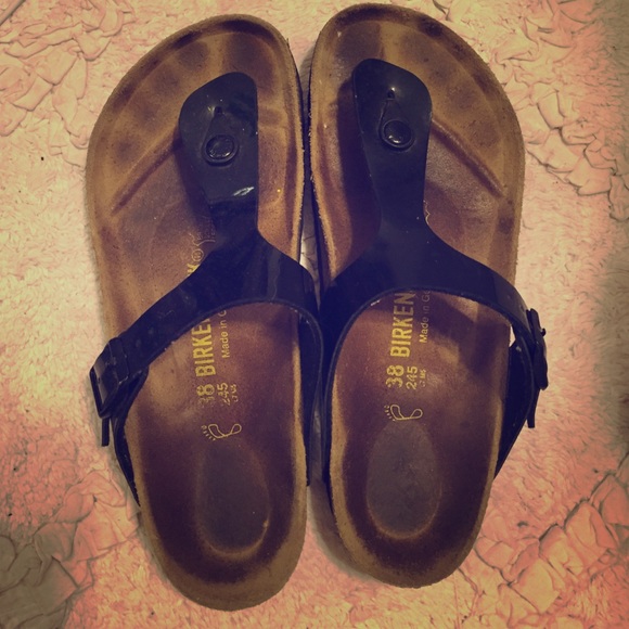 Black patent birkenstocks size 38