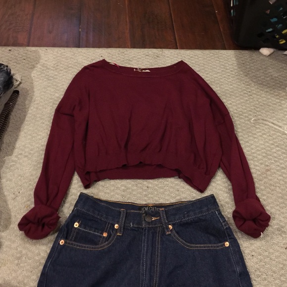 Maroon burgundy crop sweater top