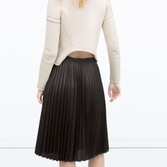 ZARA Pleated Cutwork Skirt - Picture 2 of 4