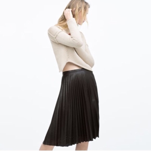 ZARA Pleated Cutwork Skirt - Picture 3 of 4