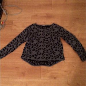 Grey and black leopard print sweater