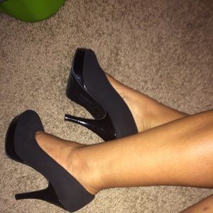 Black suede heel