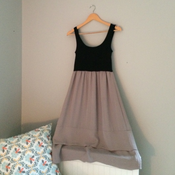 Knit/woven combo midi dress
