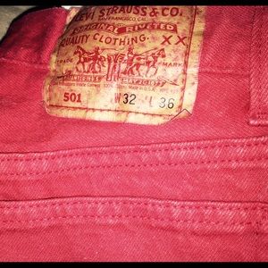 Levi 501 Men's 32x36 Red Jeans