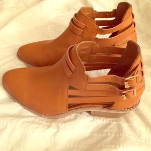 Brown Cut Out Ankle Boots