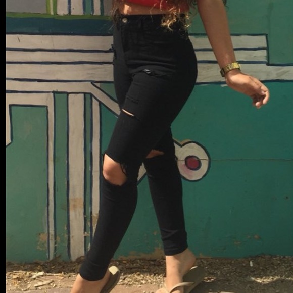 Black ripped distressed skinny jeans RESERVED