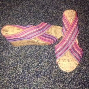Multi color wedge heels