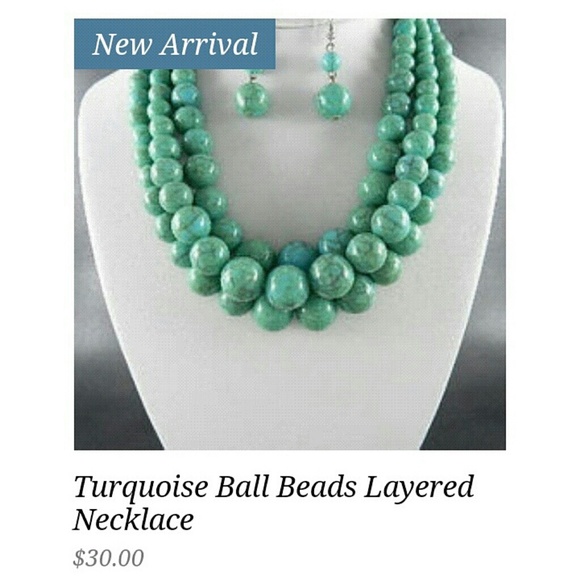 Turquoise Ball Beaded Necklace