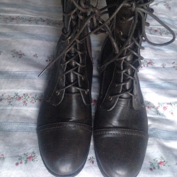 Dark Brown Combat Boots - Picture 1 of 4