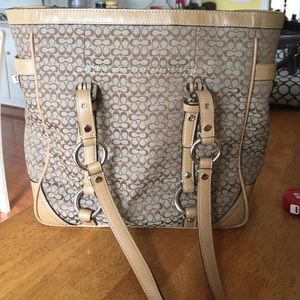 Tan Coach purse
