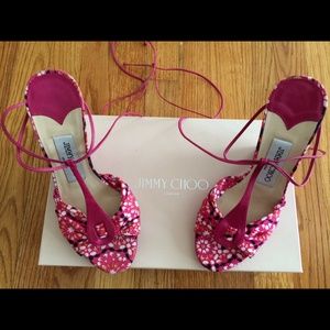 Jimmy choo floral wedge sandals