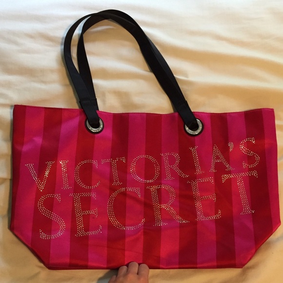 Victoria's Secret pink striped tote