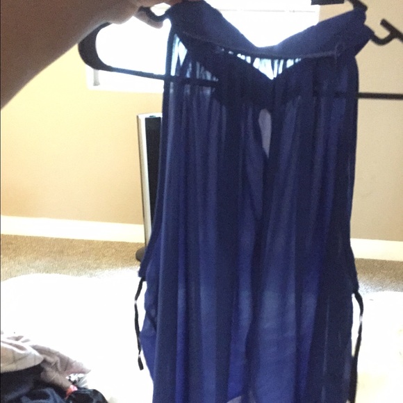 Sheer royal blue halter top
