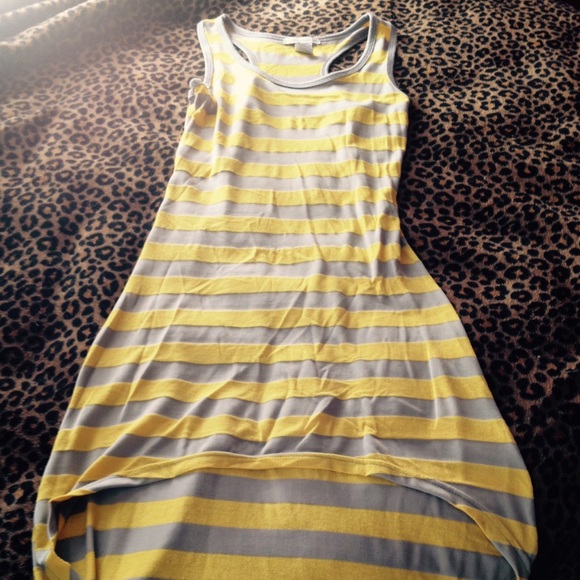 Hi Lo yellow and gray racerback tank dress