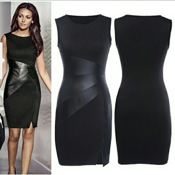 Classic bodycon Black mixed media Dress!