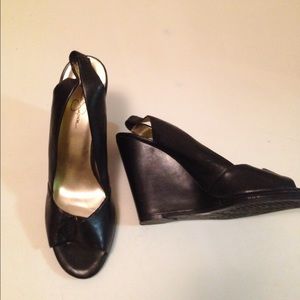 Wedge peep toe heels