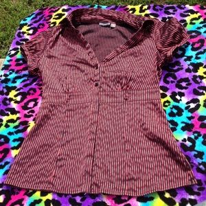 Stripe black and pink button shirt