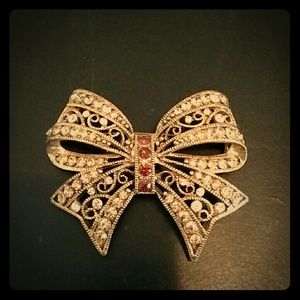 Gold Tone Now Brooch