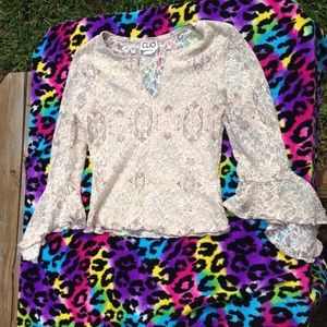 Brown/cream lace top