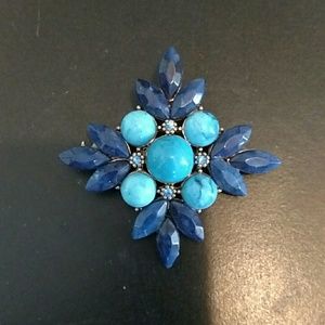 Blue Enameled Brooch