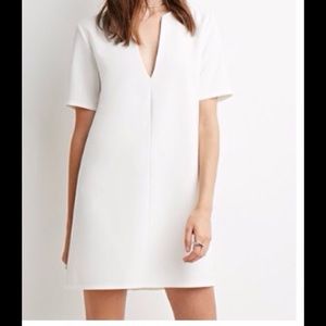 Crepe V-Neck Shift Dress
