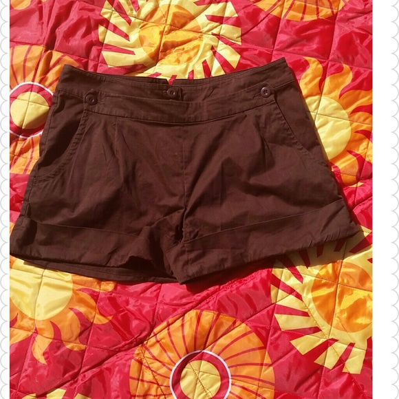 Chocolate brown shorts.