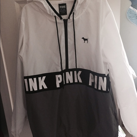PINK Victoria's Secret Outerwear - PINK black and white wind breaker anorak.
