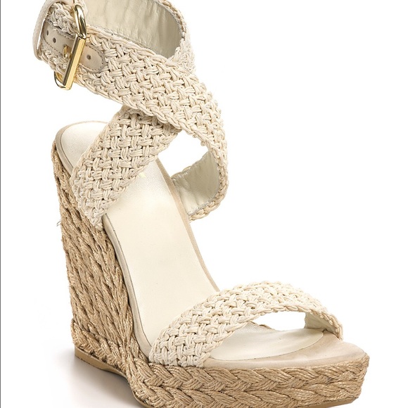 Stuart Weitzman Alex Ivory Crochet Wedges