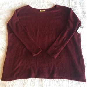 Long Sleeve Burgundy Knit Piko Top