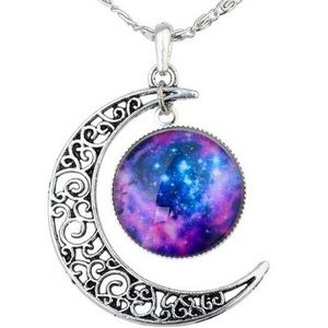 galaxy moon necklace