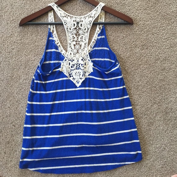 Blue & White Racerback Top - Picture 3 of 3