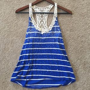 Blue & White Racerback Top