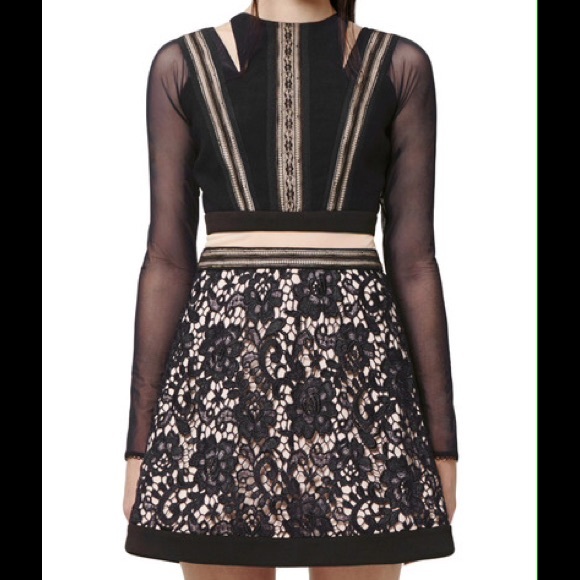 Black Mesh Paneled Dress