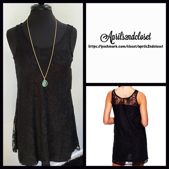 KERSH BLACK LACE OVERLAY LBD TANK MINI DRESS A3C - Picture 2 of 5