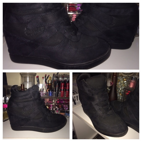 Shoes - Black Sneaker Wedges