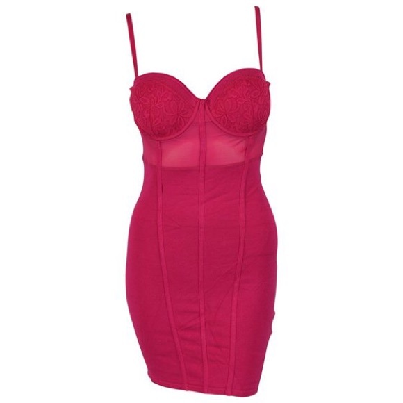 Guess Pink Sleeveless Sheer Mesh Mix Dress