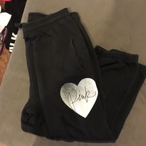 Victoria's Secret Pink Black Crop Sweatpants