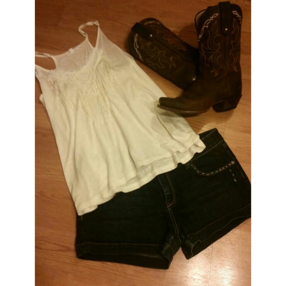 Blue jean shorts, with "Western" stitching