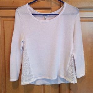 Aeropostale White Hi-Lo Sweater with Lace Panels