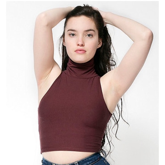 American apparel sleeveless turtleneck crop top