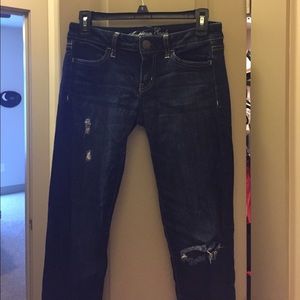 American Eagle dark distressed jeggings