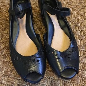 Black open toe Mary Janes