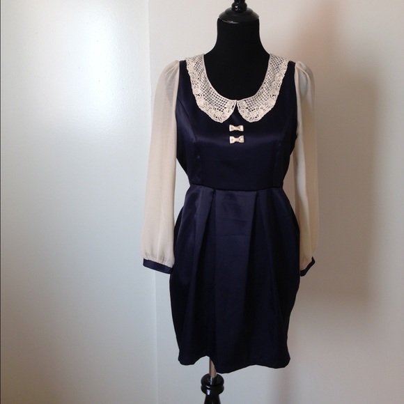 Miss Patina London navy blue & cream dress!!!