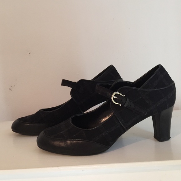 Etienne Aigner Shoes - Black, gray Mary Jane heels. Size 7
