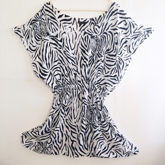 Indah Zebra off the shoulder dress