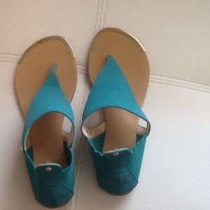 Green and gold sandals