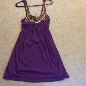 Purple sequin tank top dress